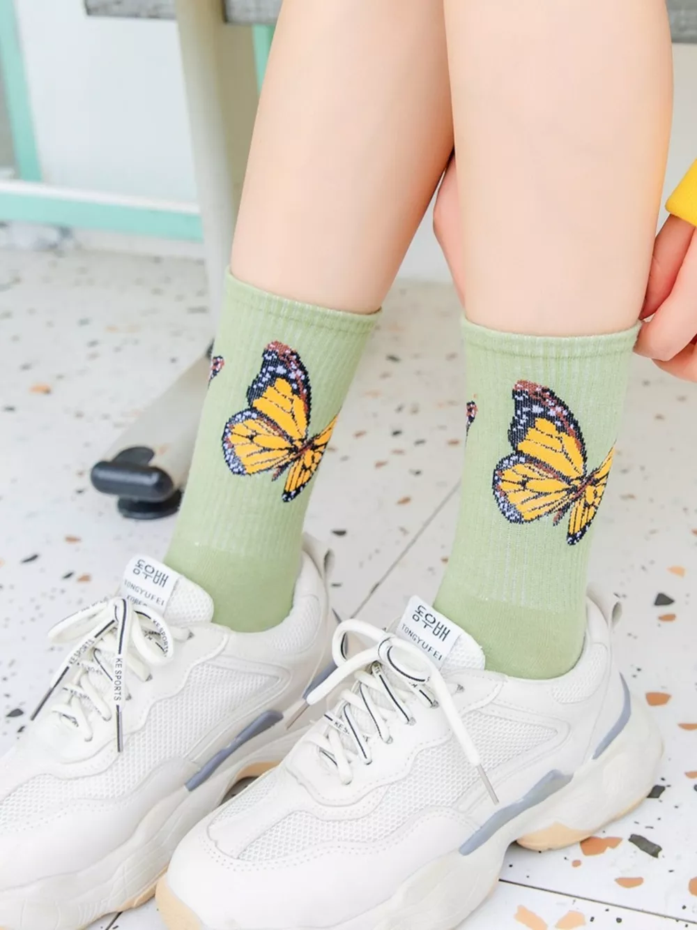 Butterfly Print Crew Socks, image 14