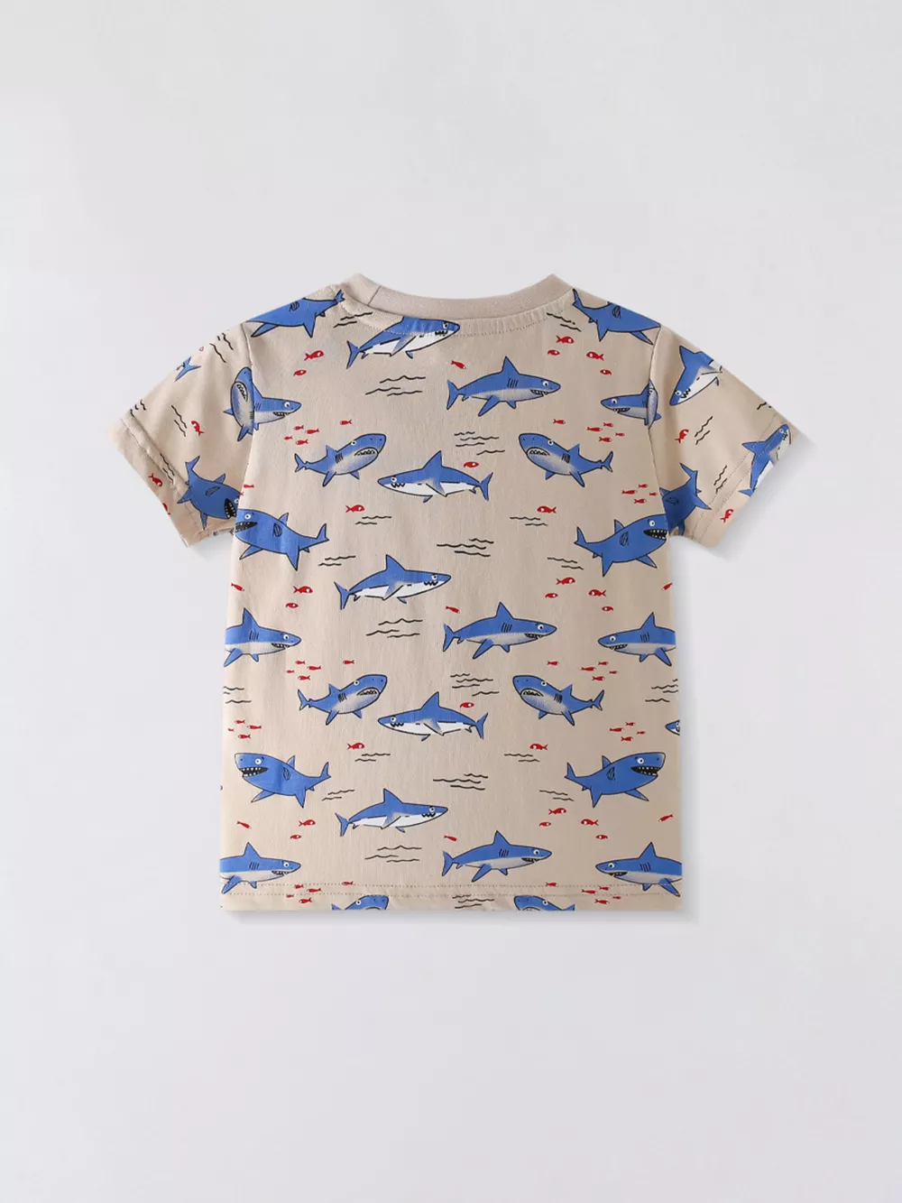 Children's Shark Print Crew Neck Short Sleeve T-Shirt, image 2