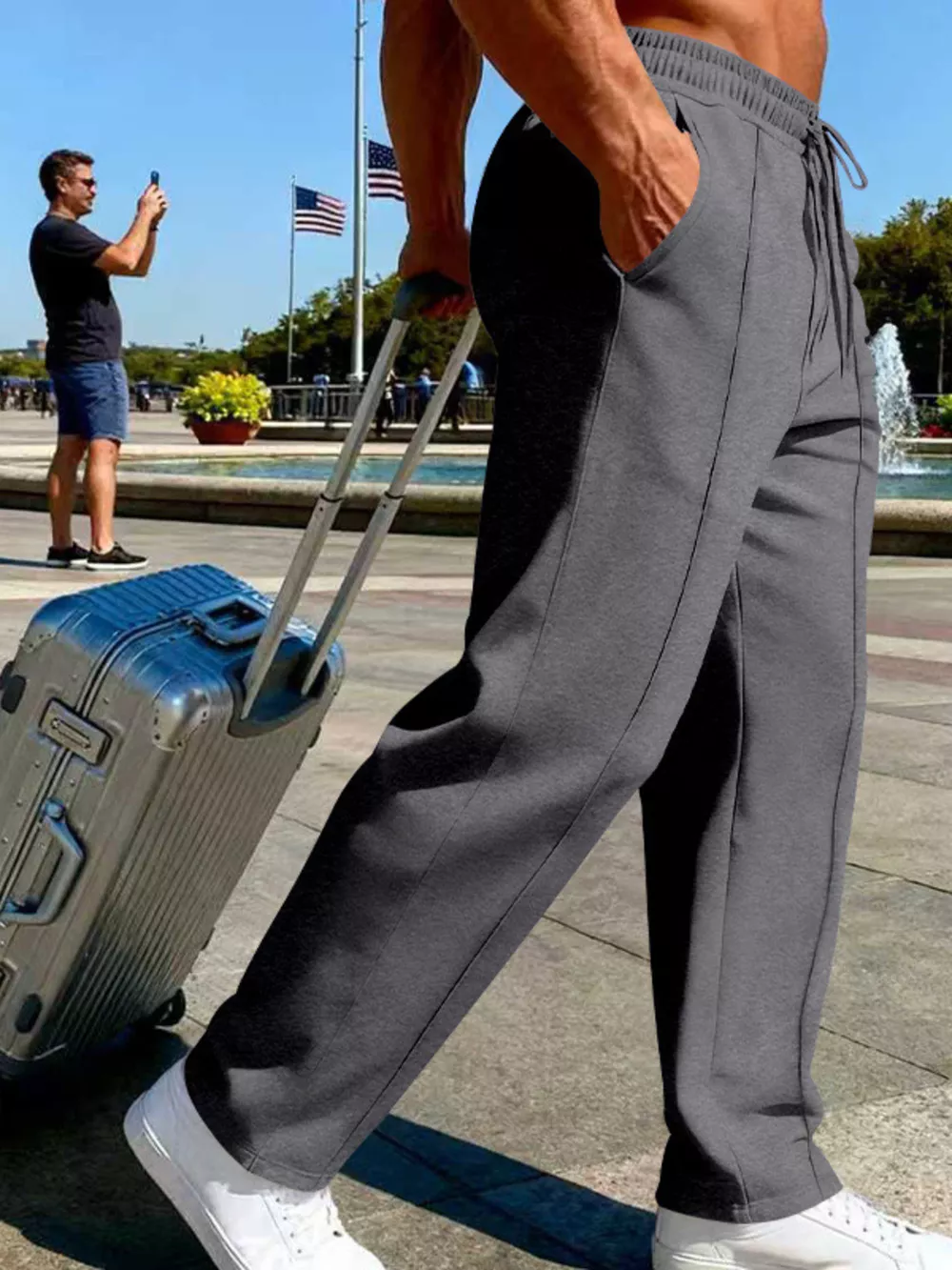 Men's Full Size Drawstring Wide Leg Pants Plus Size, image 7