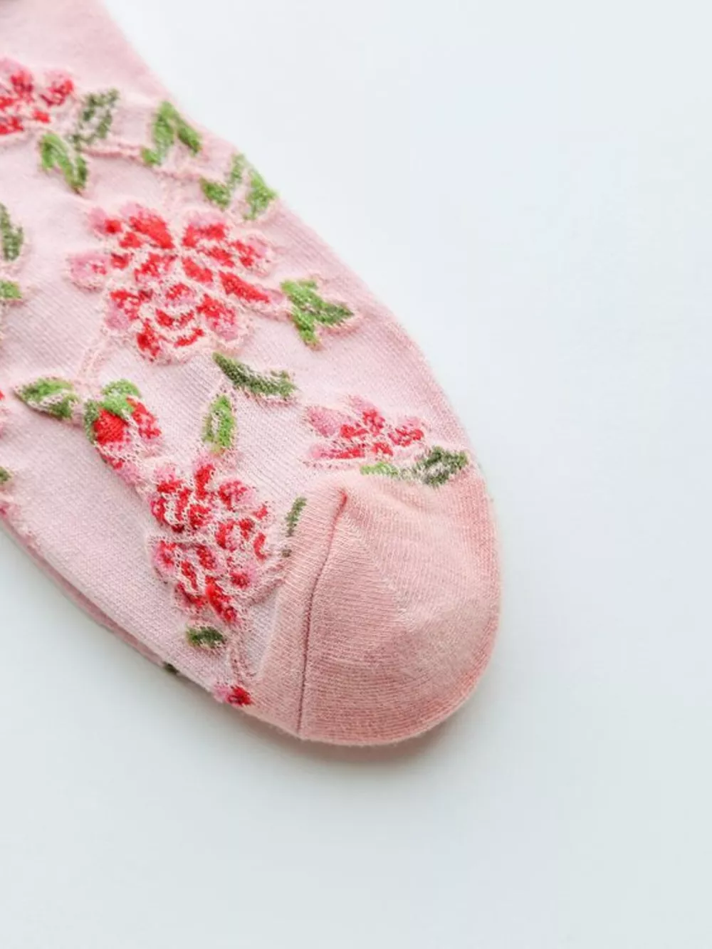 Floral Ankle Socks with Contrast Trim, image 5