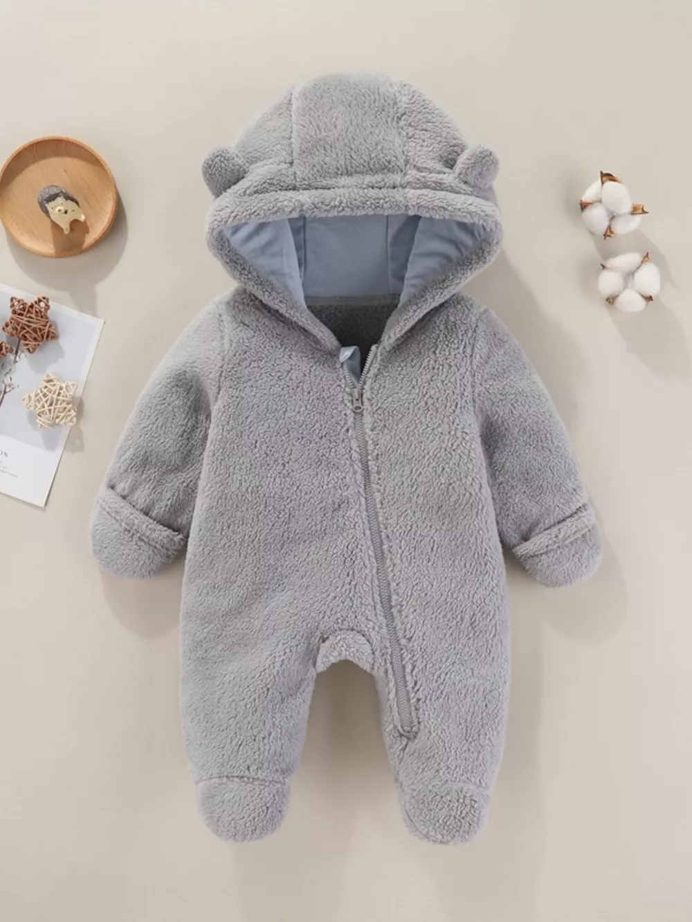 Children's Cozy Bear Hooded Fleece One-Piece, image 14