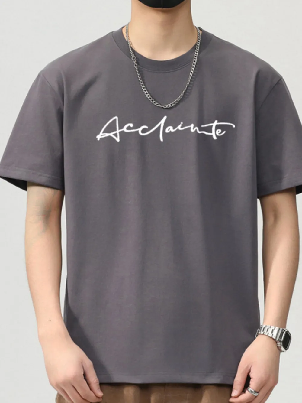 Men's Plus Size Letter Round Neck Short Sleeve T-Shirt, image 4