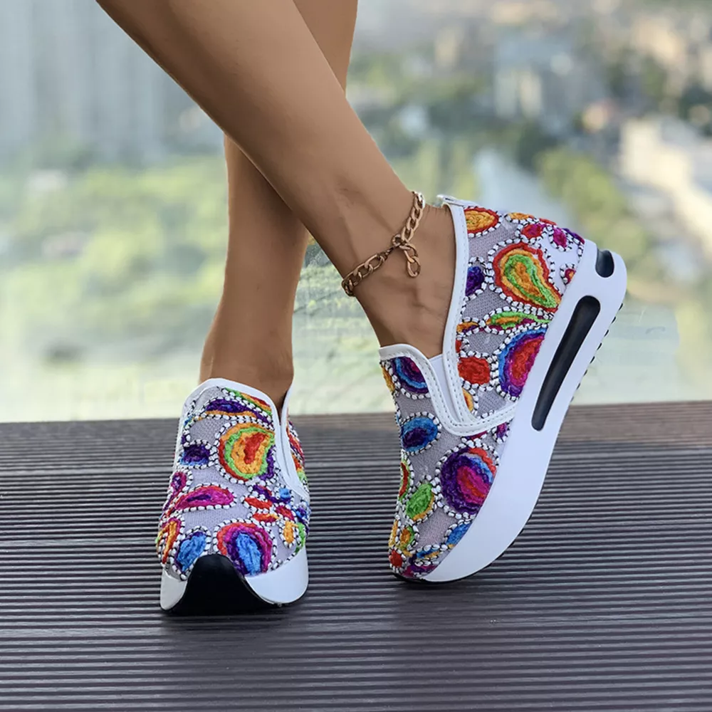 Printed Platform Round Toe Sneakers, image 5