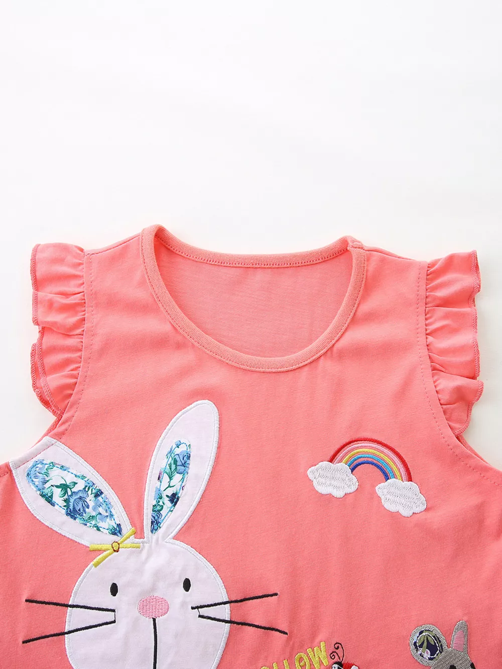 Children's Bunny Heart Print Top and Shorts Set, image 3