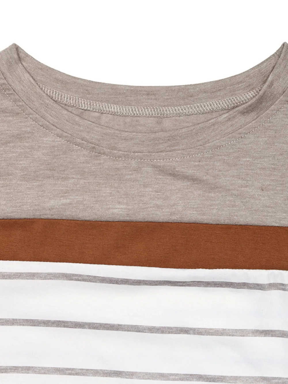 Casual Striped Long Sleeve Color Block T-Shirt, image 5
