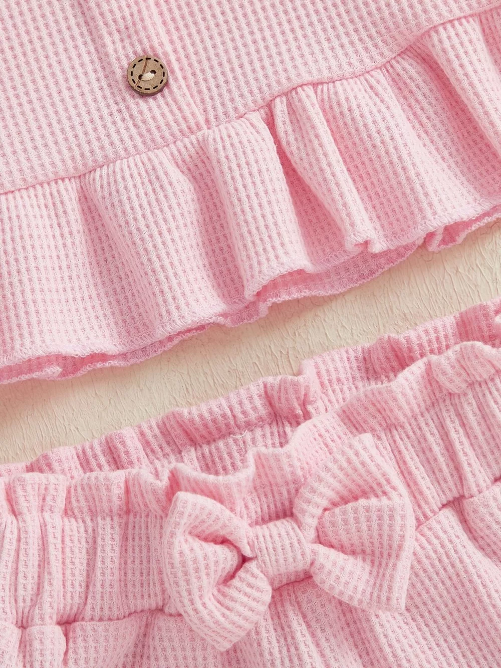 Children's Waffle Knit Tank Top and Bow Shorts Set, image 4