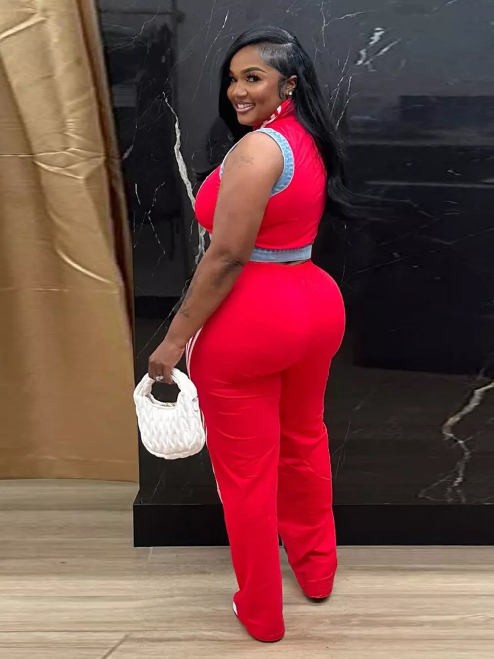 Zip Front Crop Top and Striped Pants Set, image 9