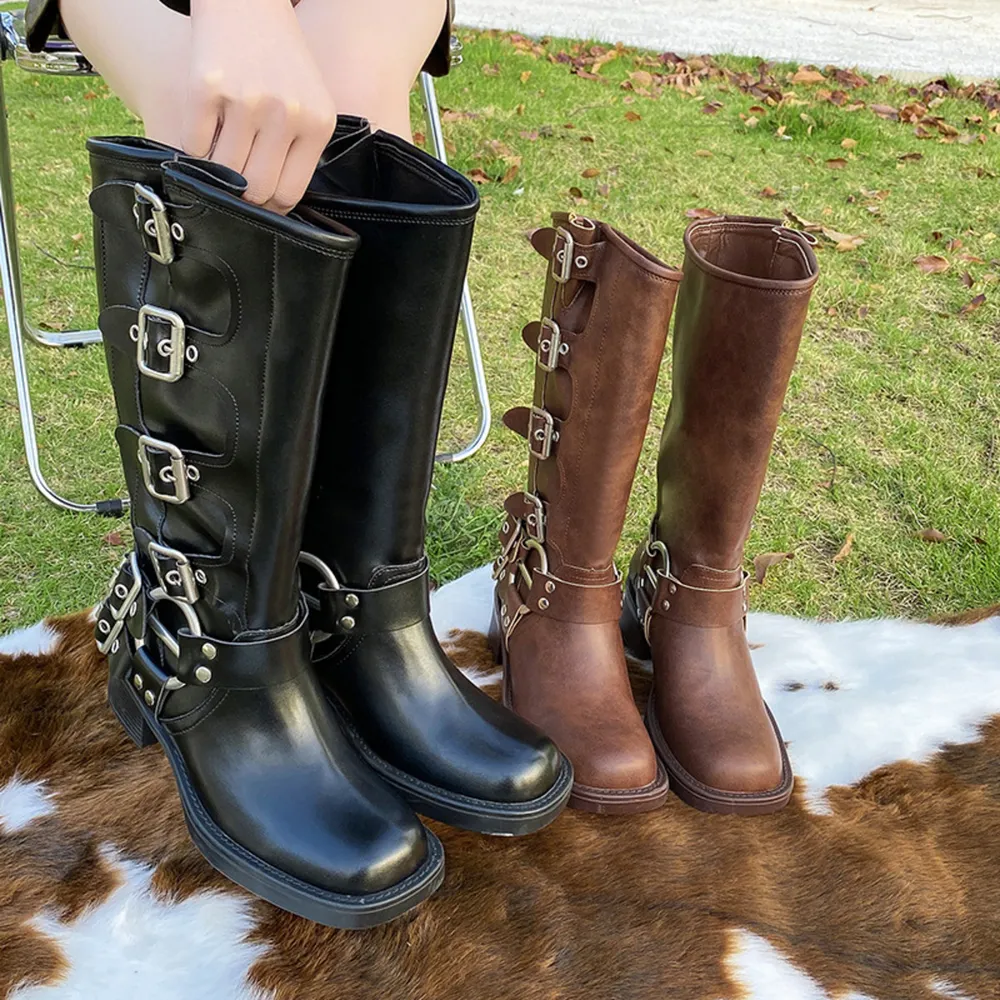 Round Toe Block Heels Boots, image 2