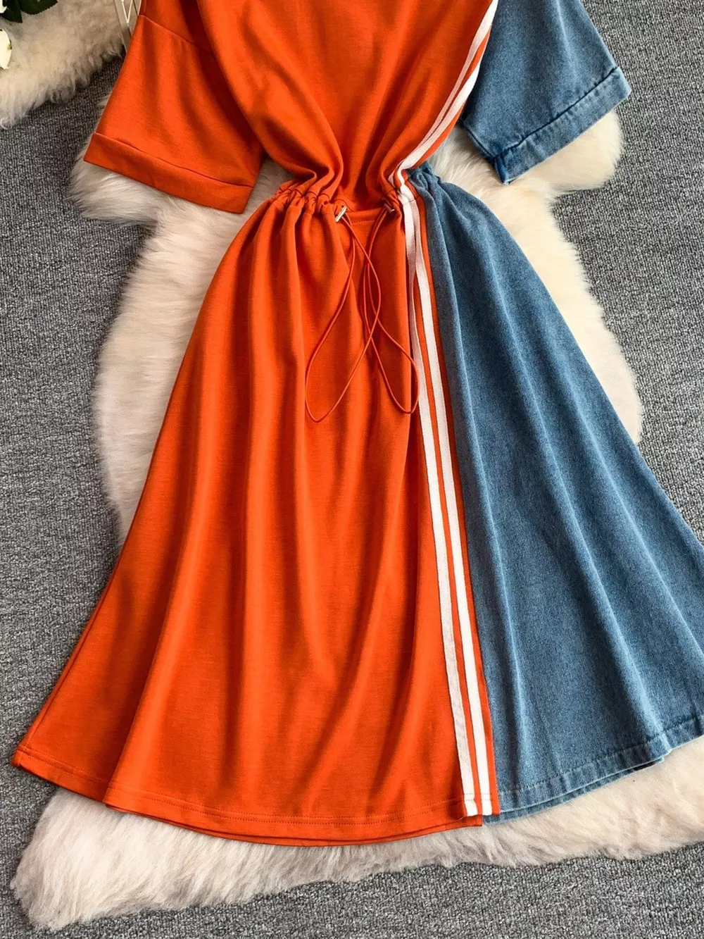 Color Block Short Sleeve Casual Dress, image 5