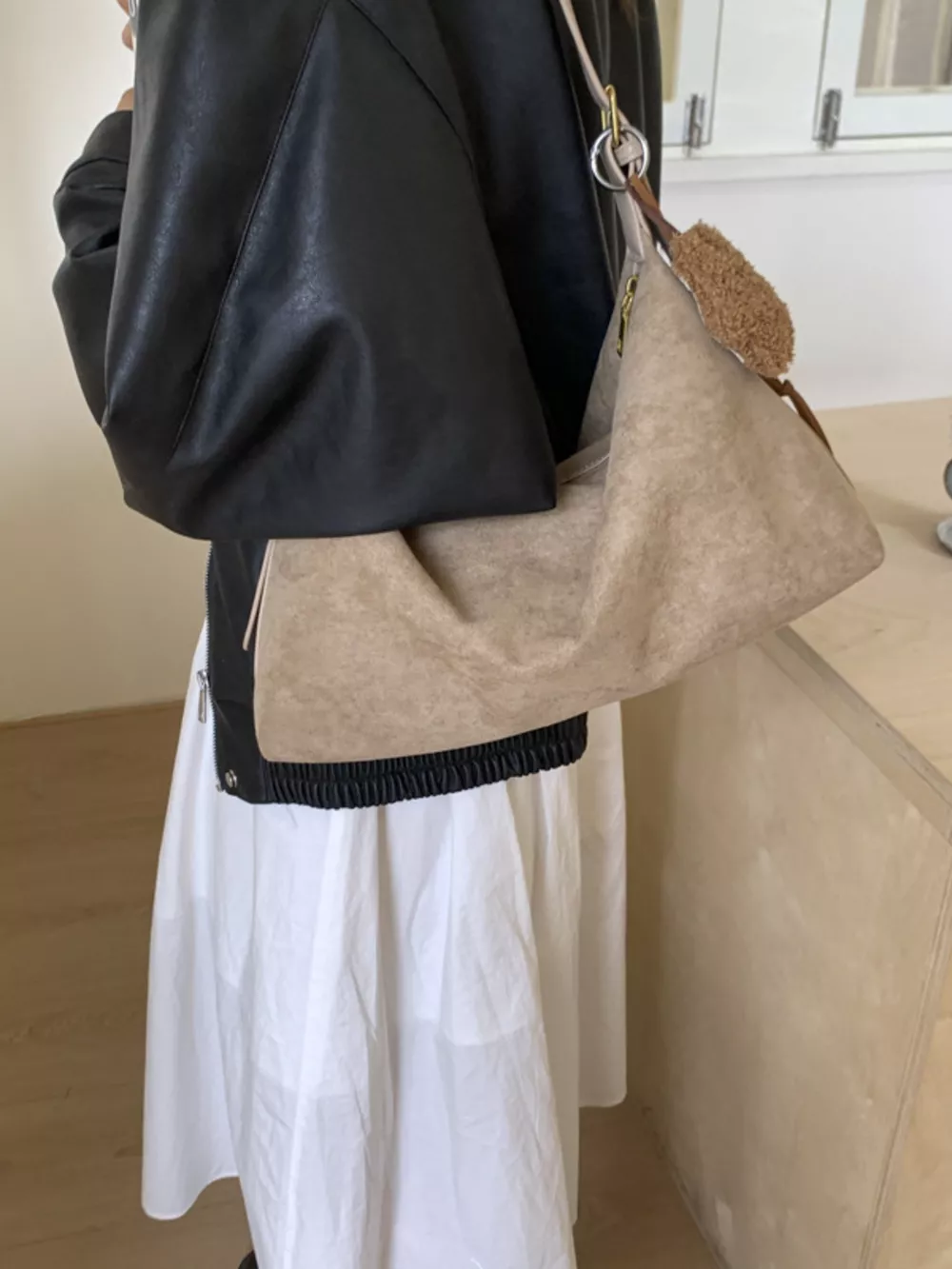Solid Color Suede Hobo Crossbody Bag, image 14