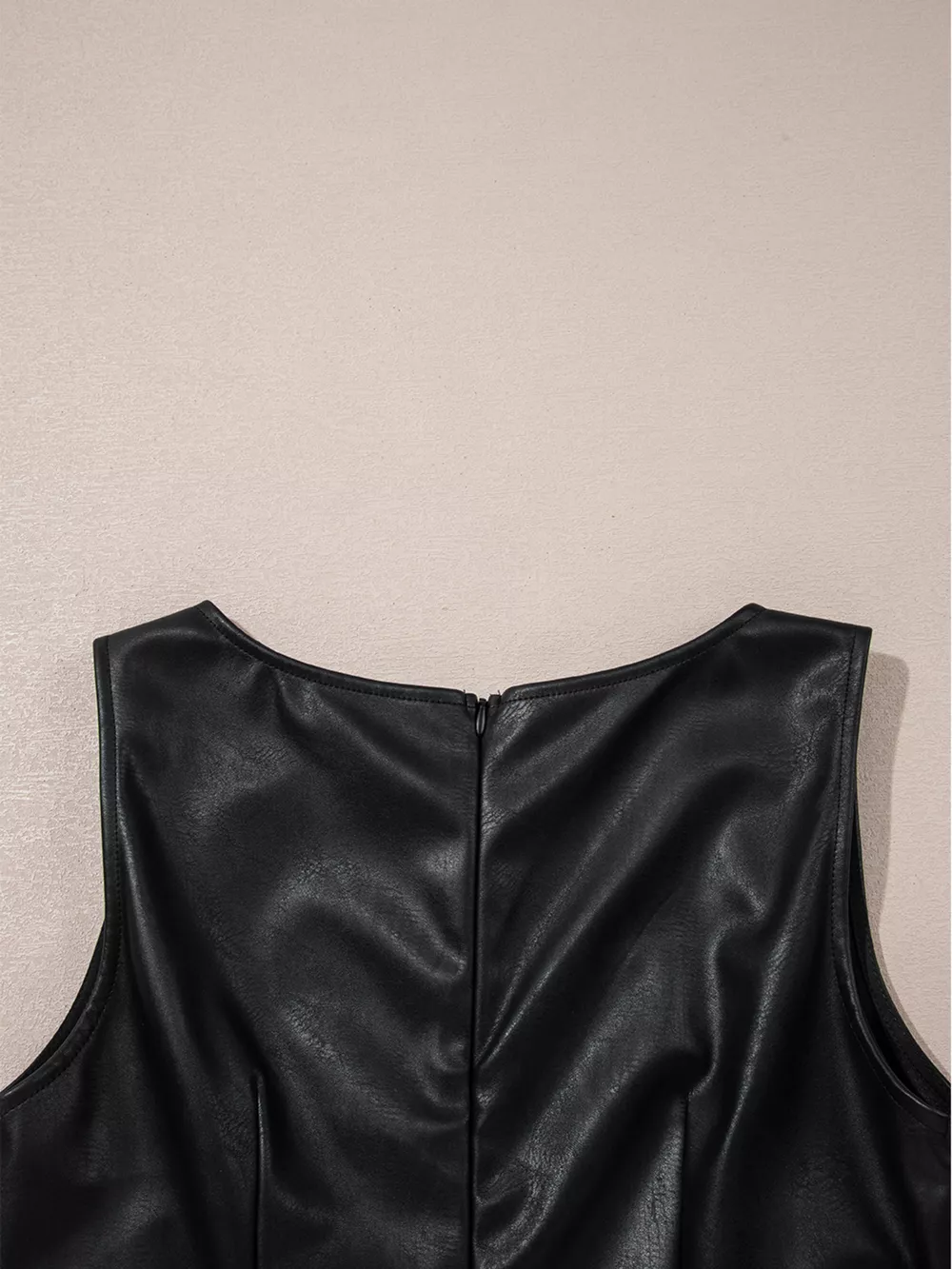 Vegan Leather Sleeveless Mini Dress, image 11