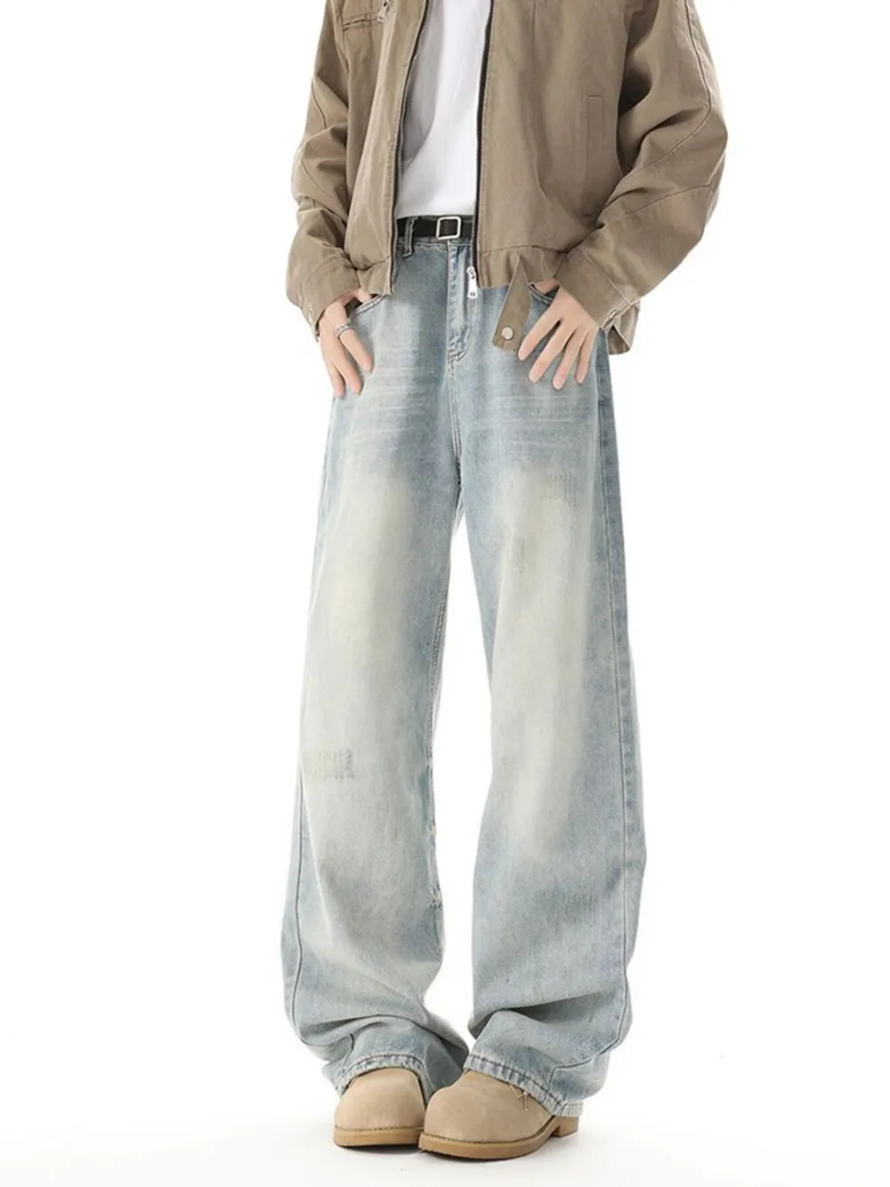 Men's High Waisted Washed Wide Leg Jeans, image 7