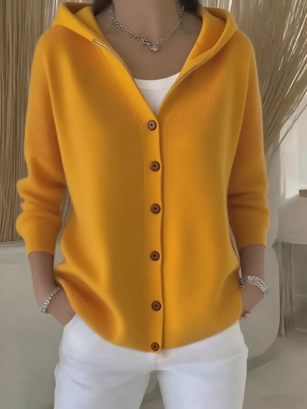 Full Size Hooded Button-Front Soft Knit Cardigan Plus Size, image 29