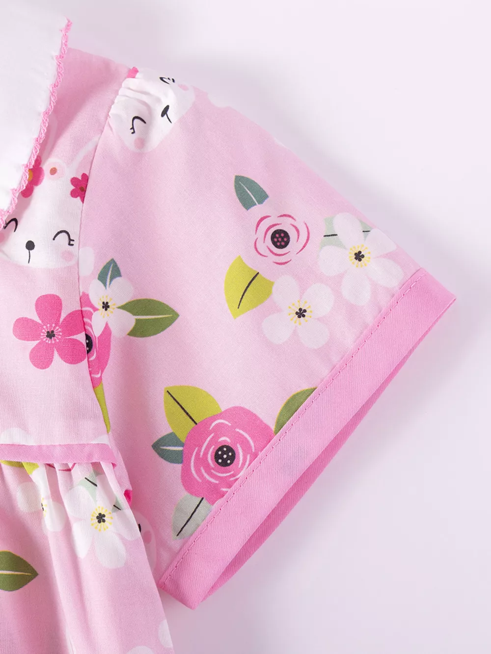 Children's Bunny & Floral Print Peter Pan Collar Dress, image 5