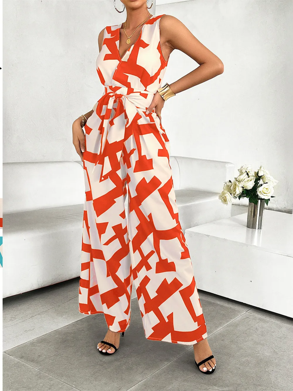 Printed Wide Leg Jumpsuit, image 2