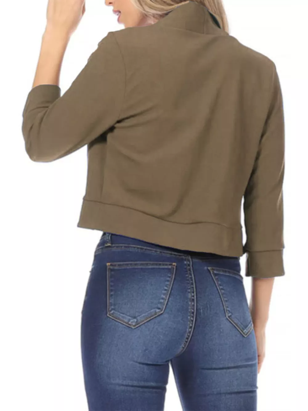 Full Size Cropped Open Front Blazer Plus Size, image 10