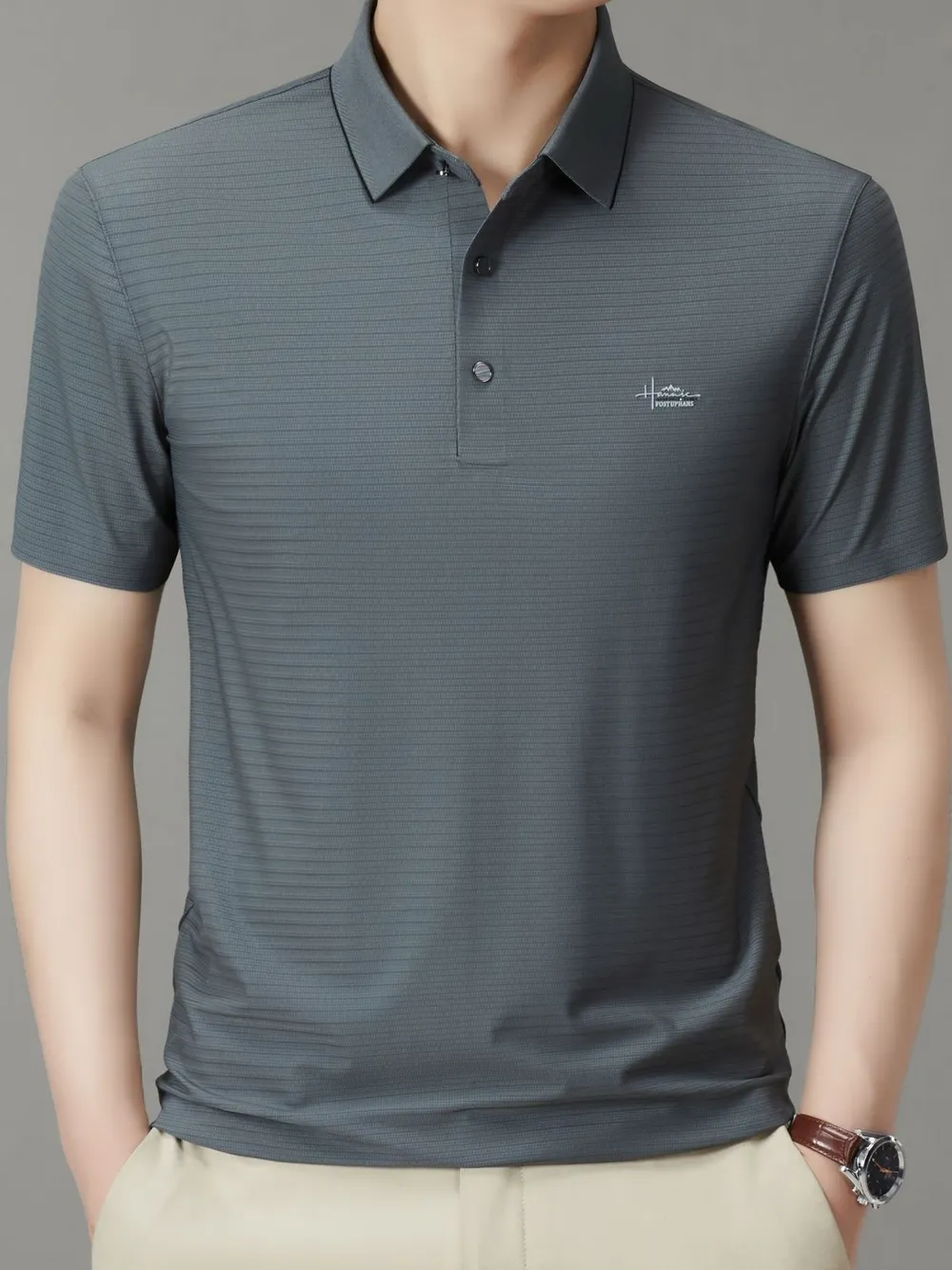 Men's Full Size Button Detail Short Sleeve Polo Plus Size, image 6