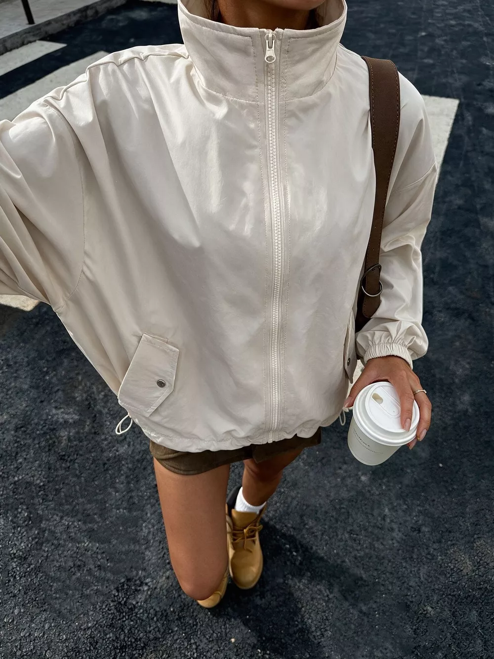 Zip-Up Dropped Shoulder Jacket, image 4