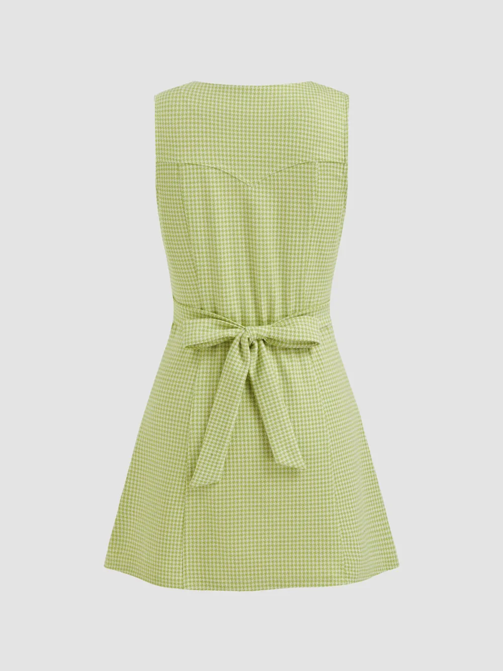 Gingham Button-Front A-Line Mini Dress, image 3