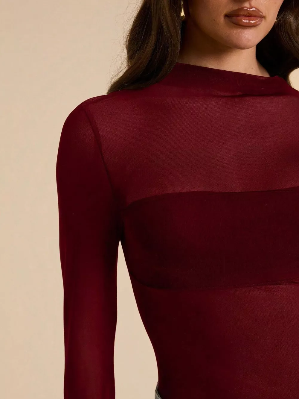 Mock Neck Long Sleeve Bodysuit, image 3