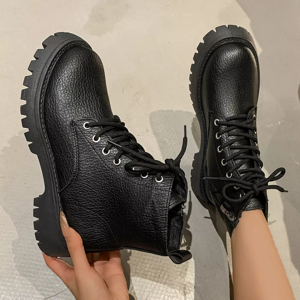 Chunky Platform Lace-Up Combat Boots, image 7
