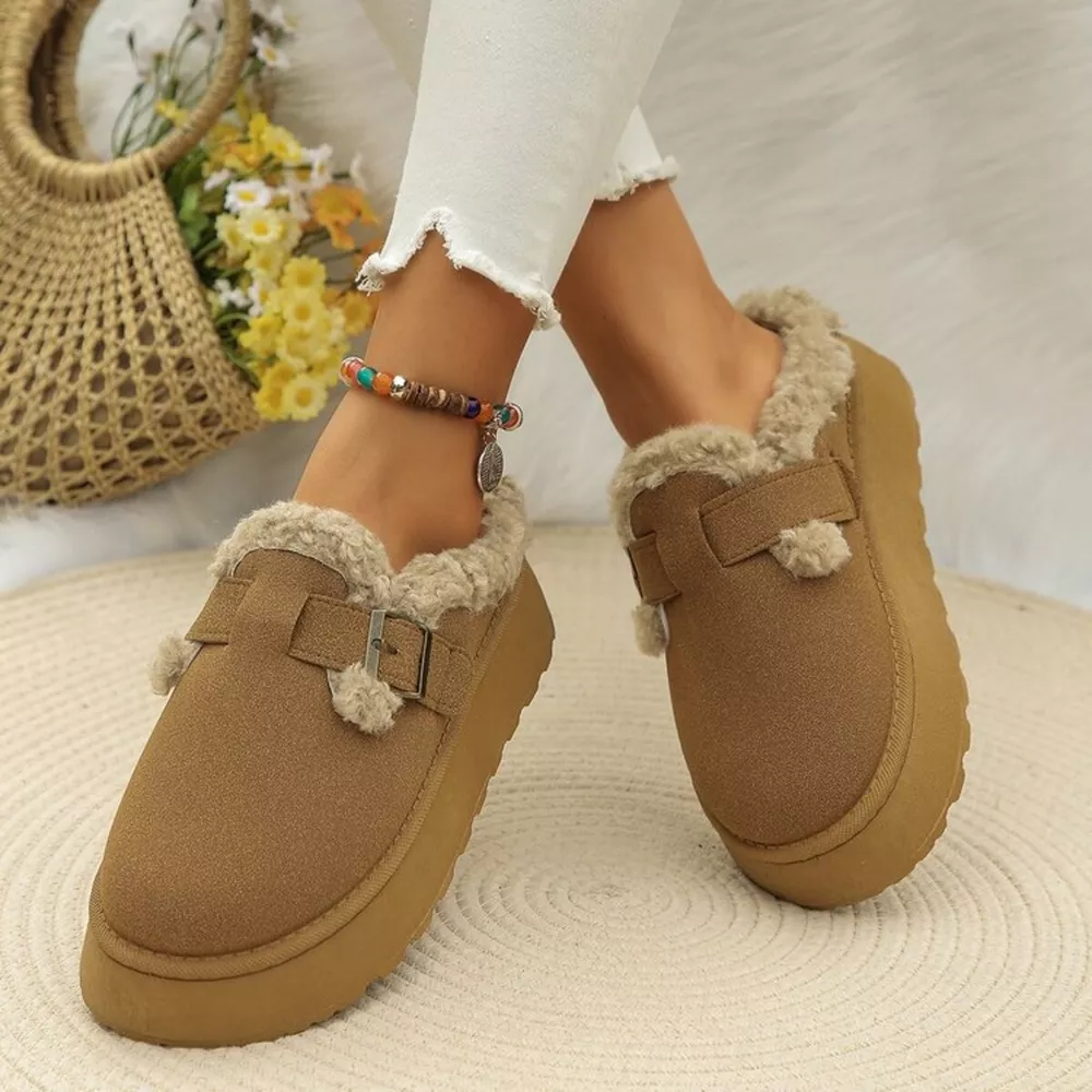 Round Toe Platform Fleece-Lined Slip-Ons, image 5