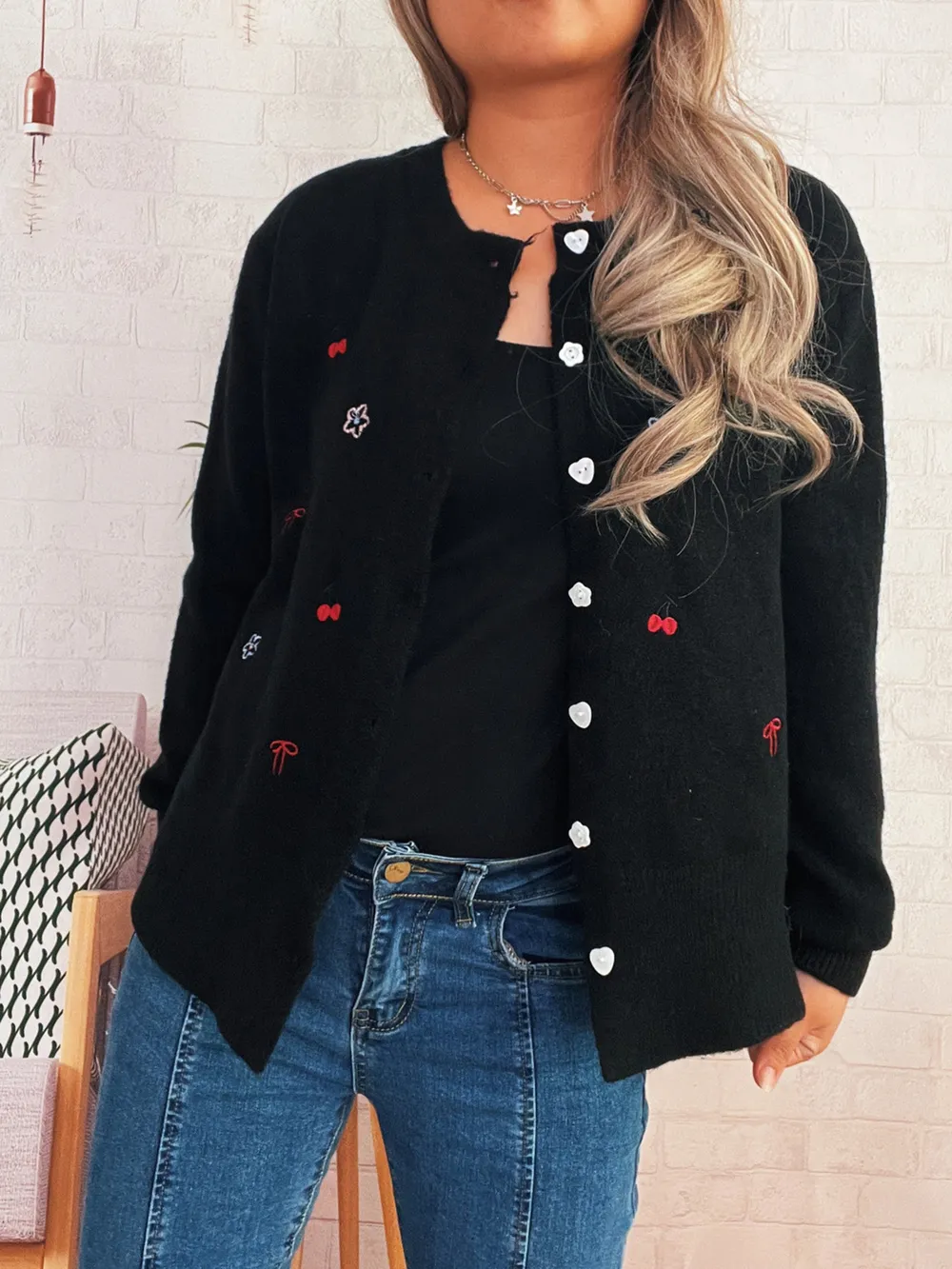 Ribbed Button-Front Knit Cardigan, image 11