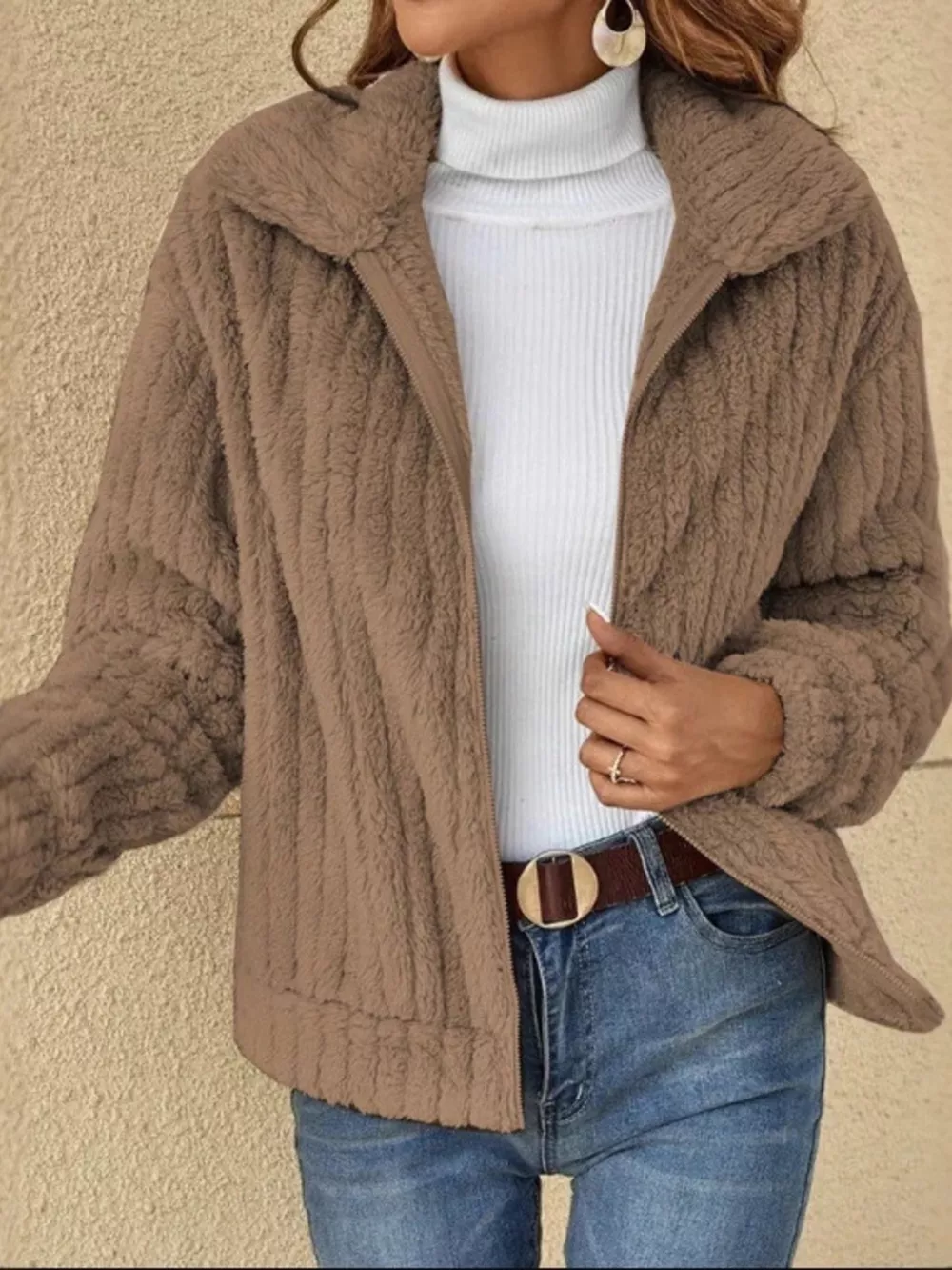Full Size Faux Fur Zip-Up Outerwear Plus Size, image 11