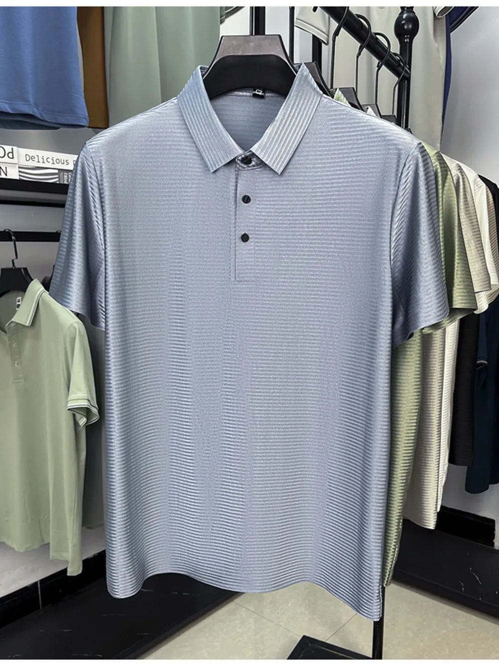 Men's Plus Size Button Detail Short Sleeve Polo, image 8