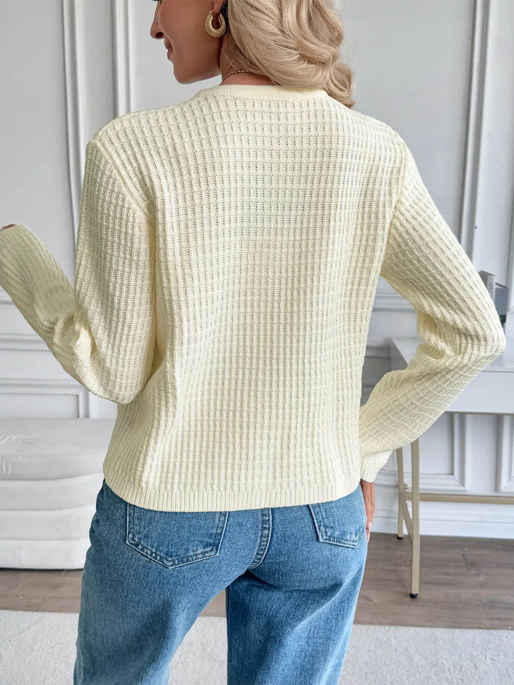 Button-Up Long Sleeve Cardigan with Pockets, image 7