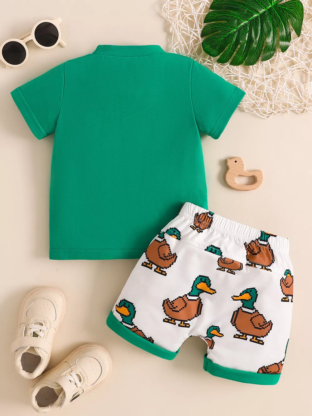 Children's Duck Round Neck Tee and Shorts Set, image 8