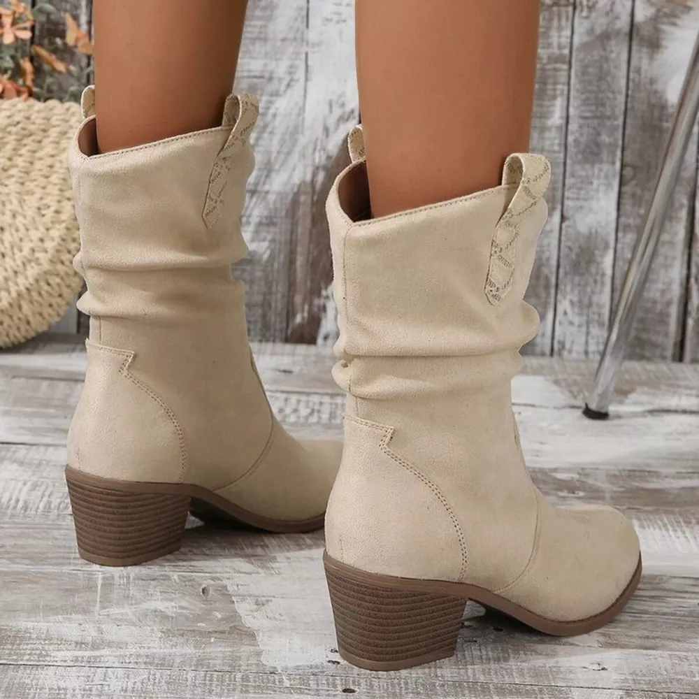 Round Toe Block Heels Boots, image 11