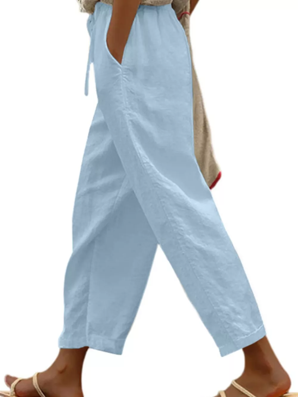 Casual Linen Drawstring Cropped Pants, image 7