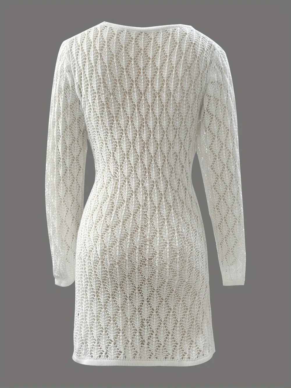 Openwork Long Sleeve Knit Dress, image 5