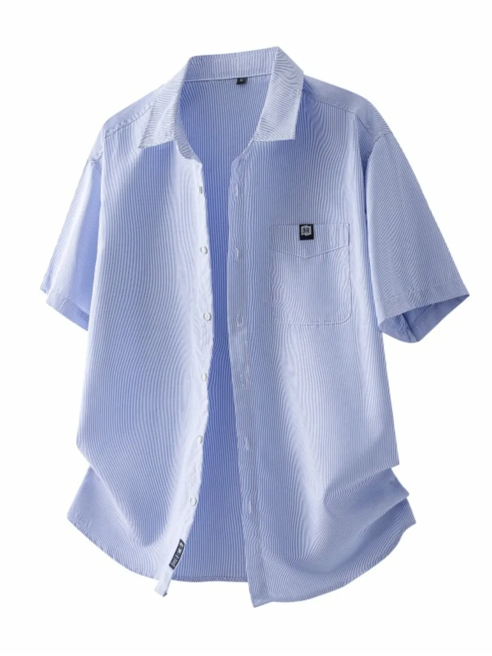 Men's Plus Size Casual Striped Short Sleeve Shirt, image 3