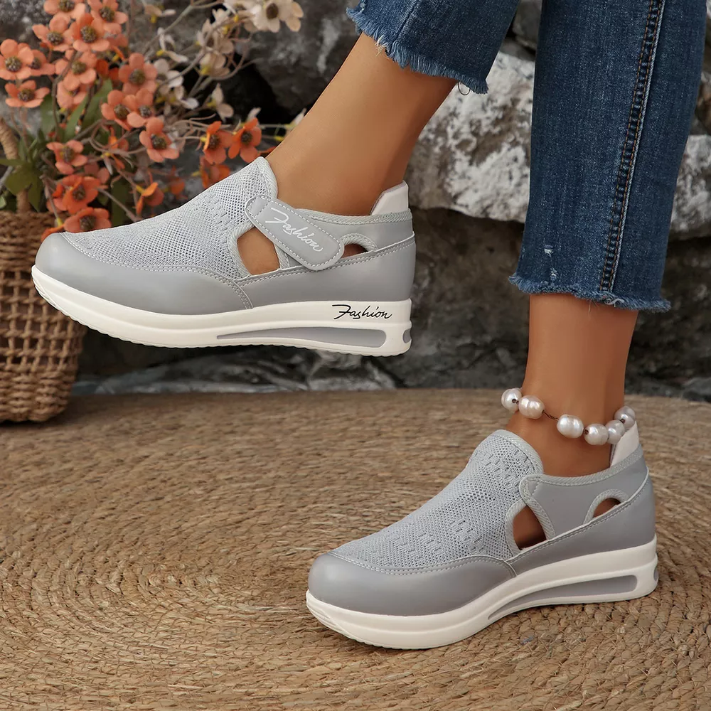 Breathable Mesh Wedge Sneakers, image 16