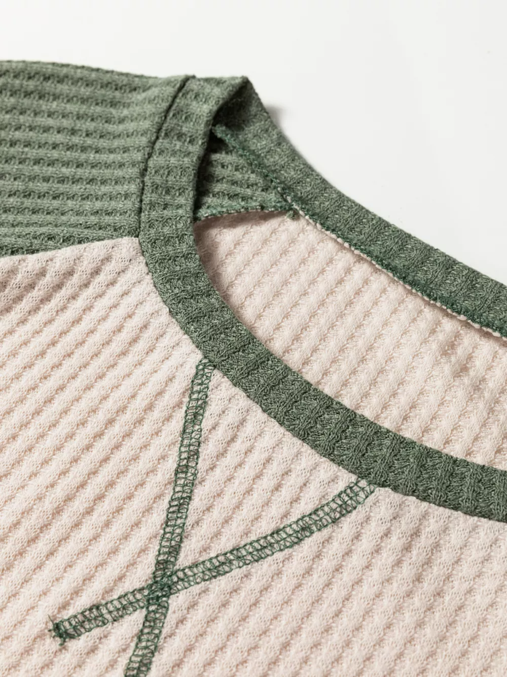 Waffle Color Block Raglan Sleeve Top, image 6