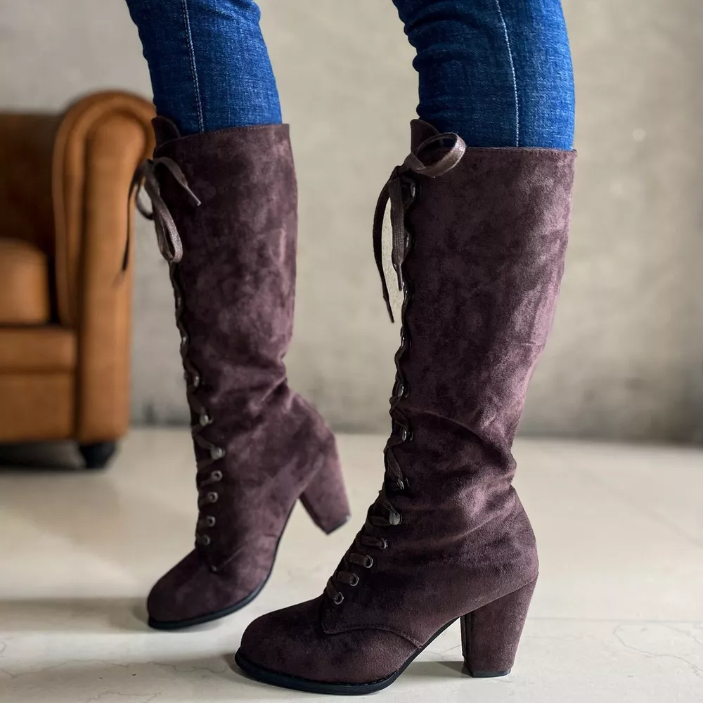 Lace Up Block Heels Boots, image 9