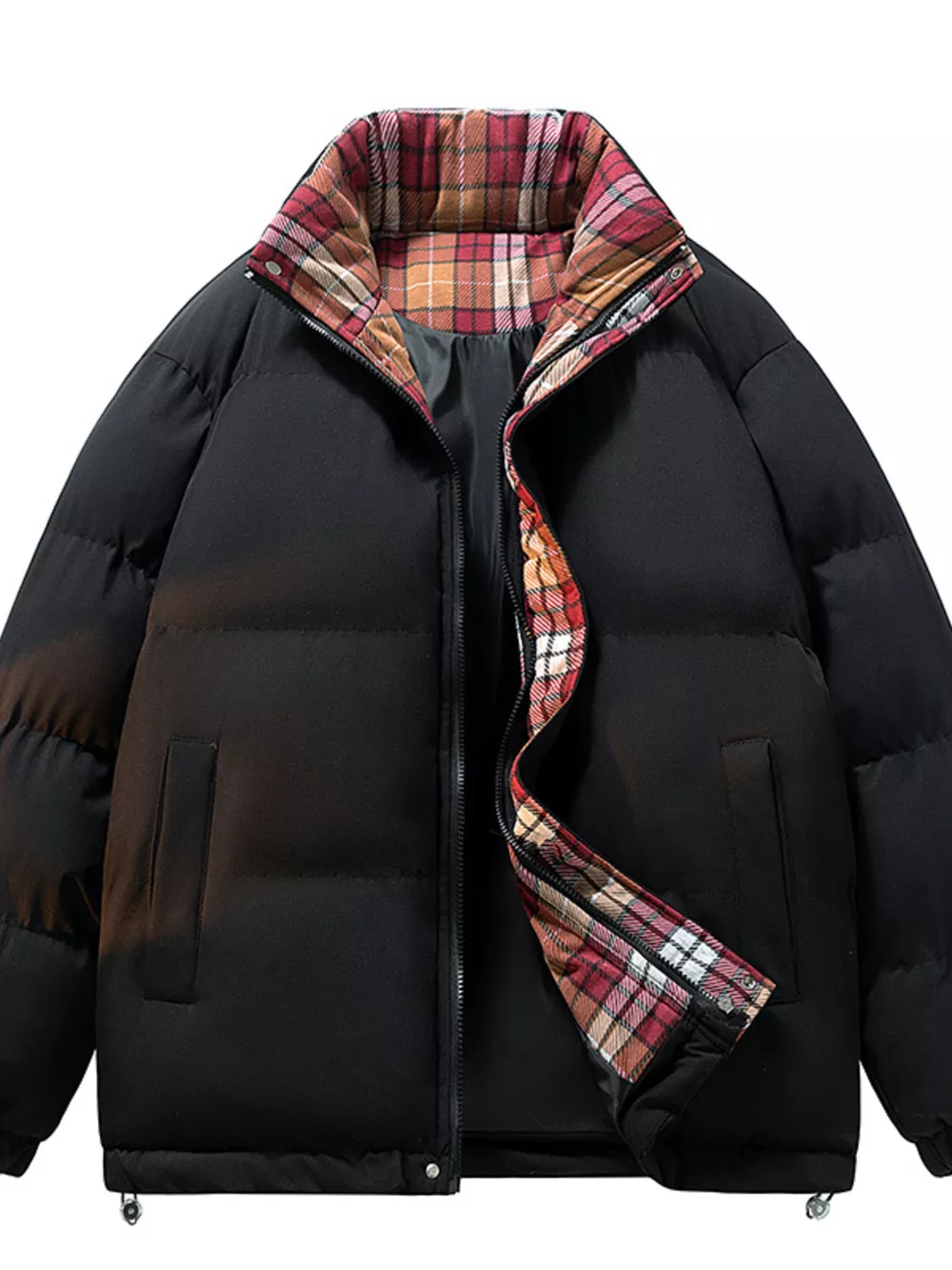 Men's Full Size Zip Up Padded Winter Coat Plus Size