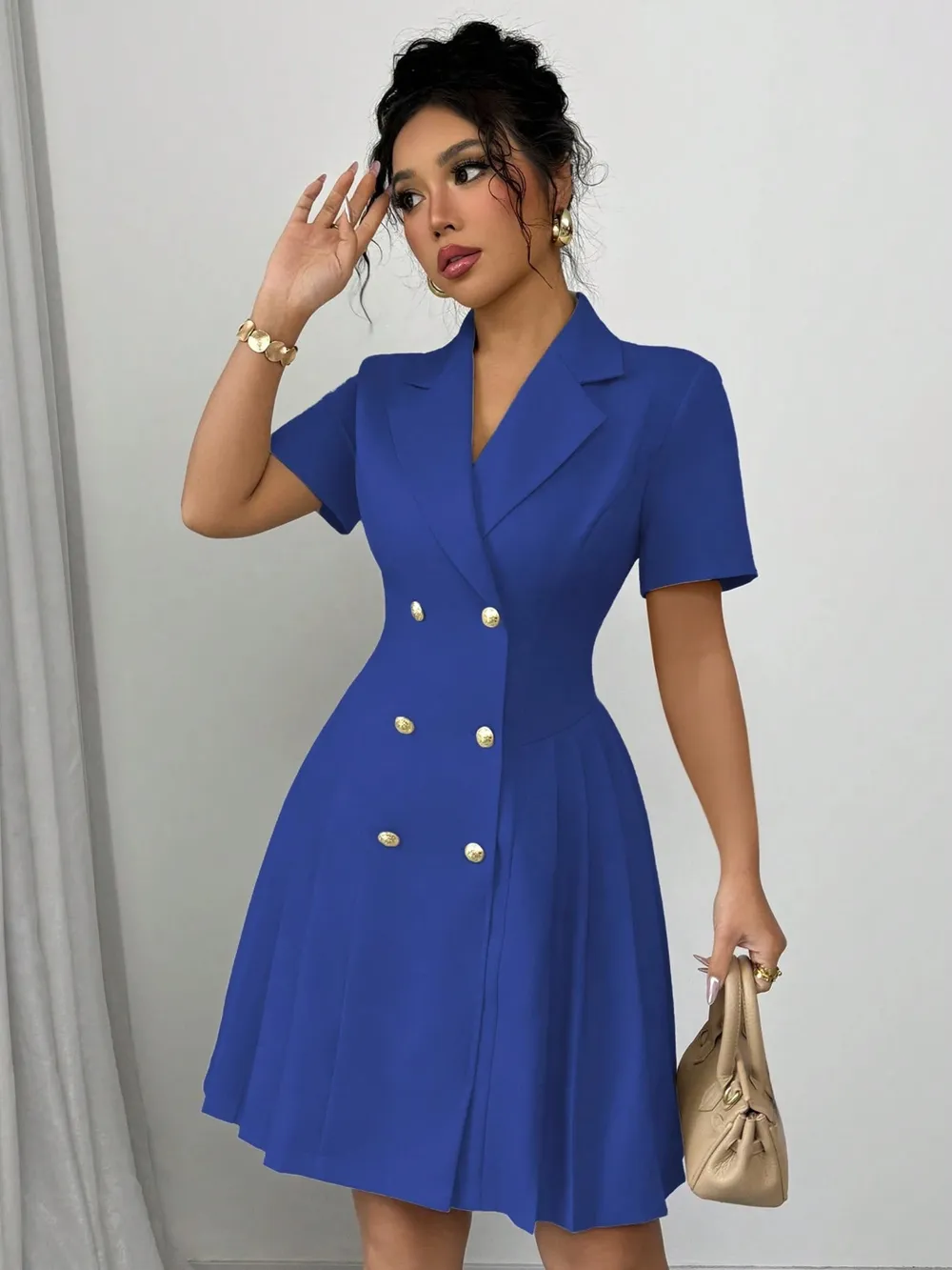 Double-Breasted Short Sleeve Dress, image 15