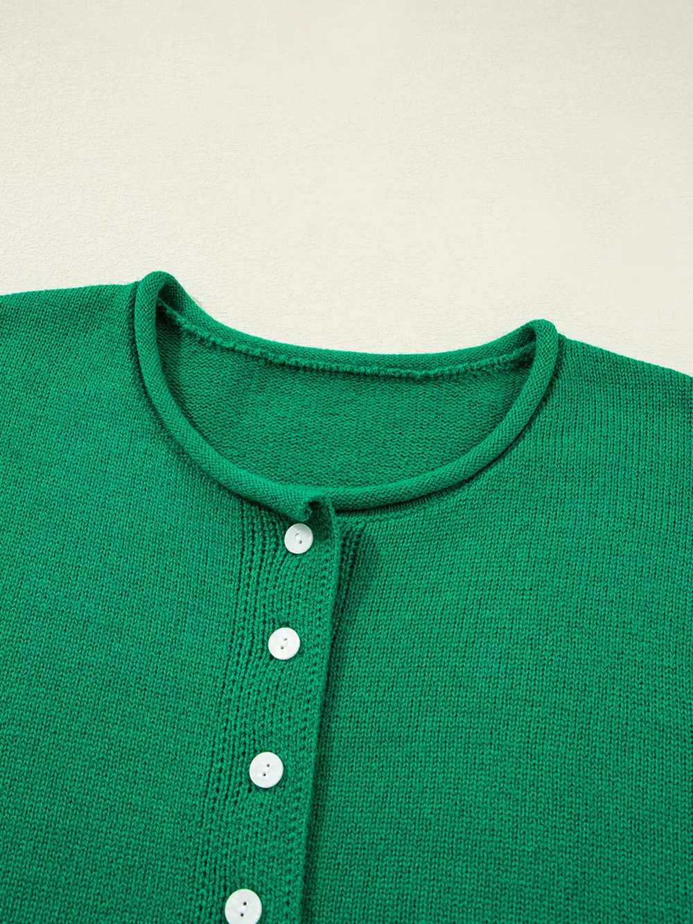 Solid Color Knit Button Drop Shoulder Sweater Cardigan, image 8