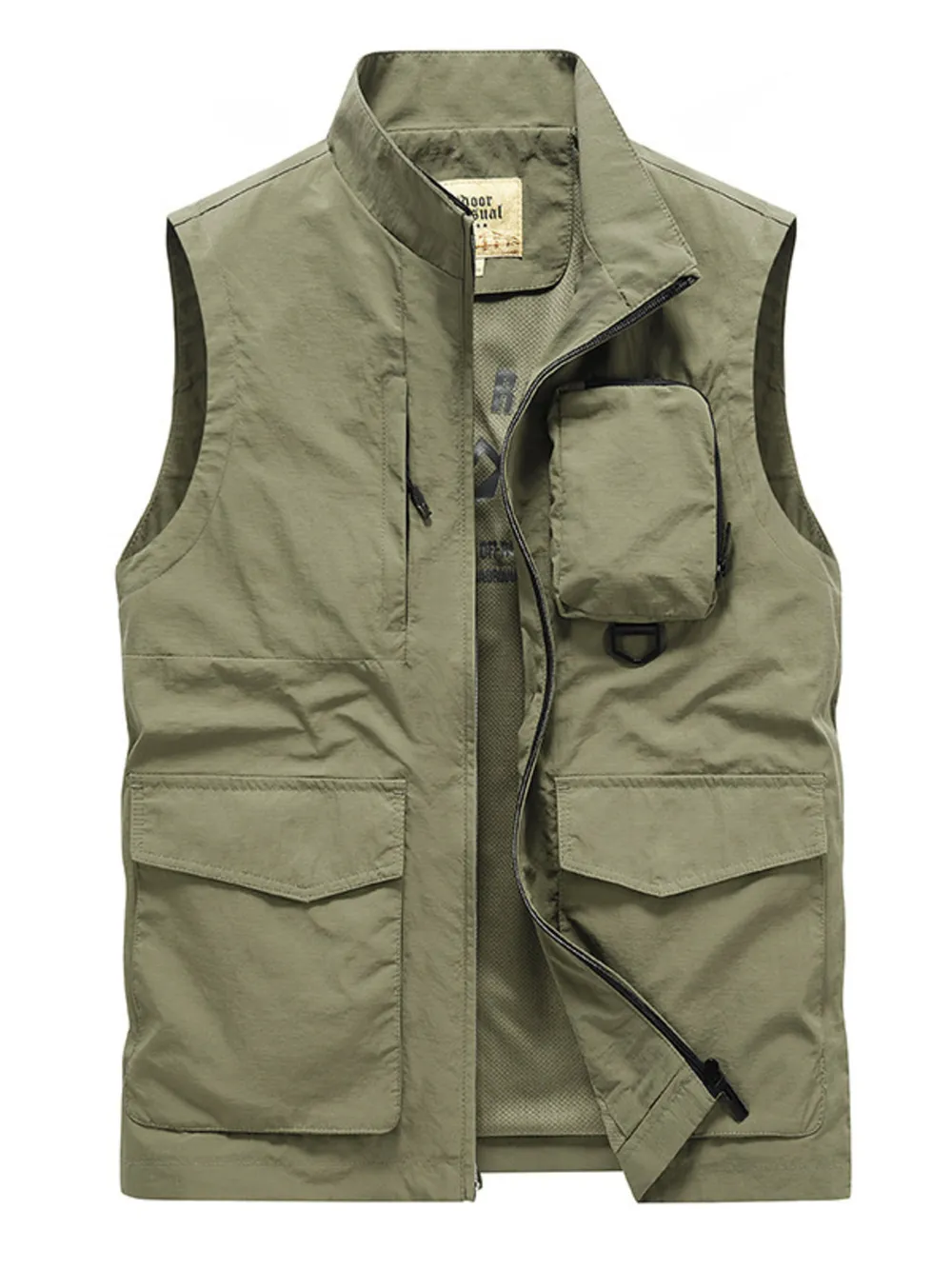 Men's Plus Size Multi-Pocket Zip Up Vest, image 2