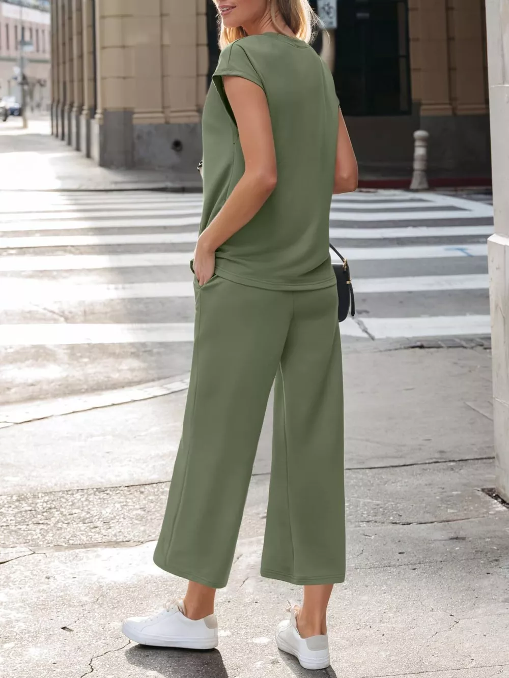 Notched Short Sleeve Top and Pants Set, image 9