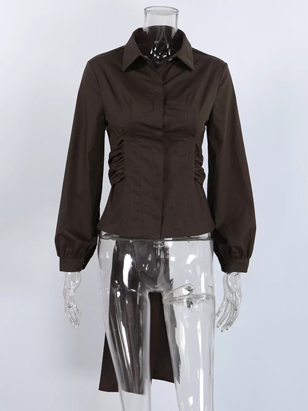 Slim-Fit Ruched Waist Shirt, image 8