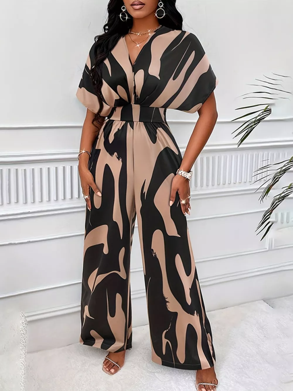 Abstract Print Wide-Leg Jumpsuit, image 5
