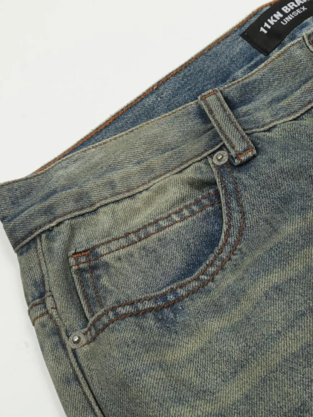 Men's Distressed Slim Bootcut Washed Jeans, image 14
