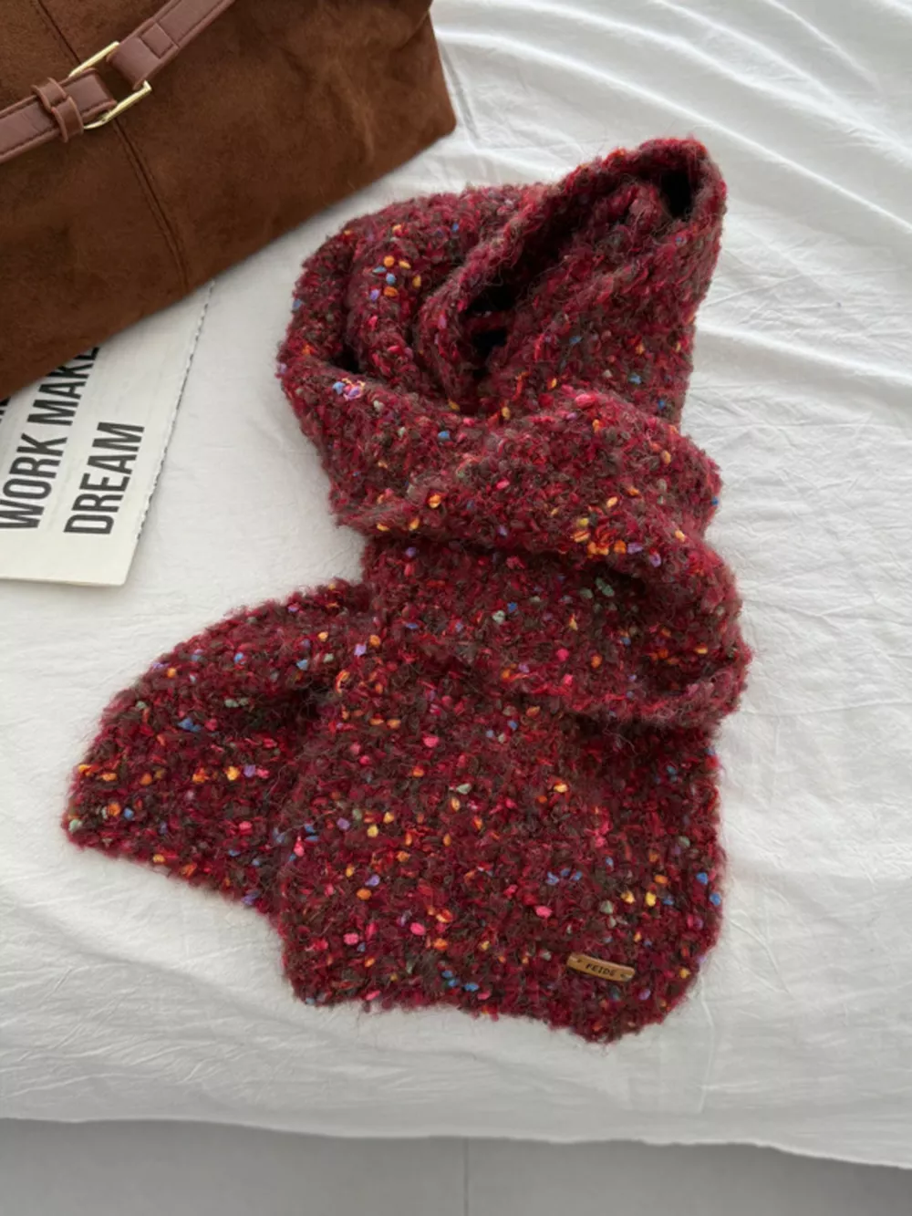 Cozy Knitted Multicolor Speckled Scarf, image 2