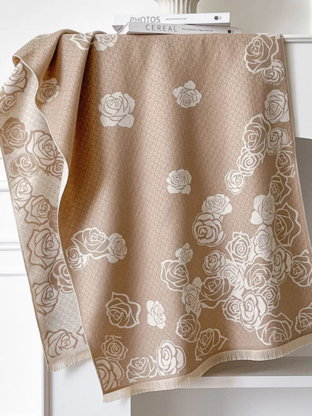 Rose Pattern Warm Scarf, image 11