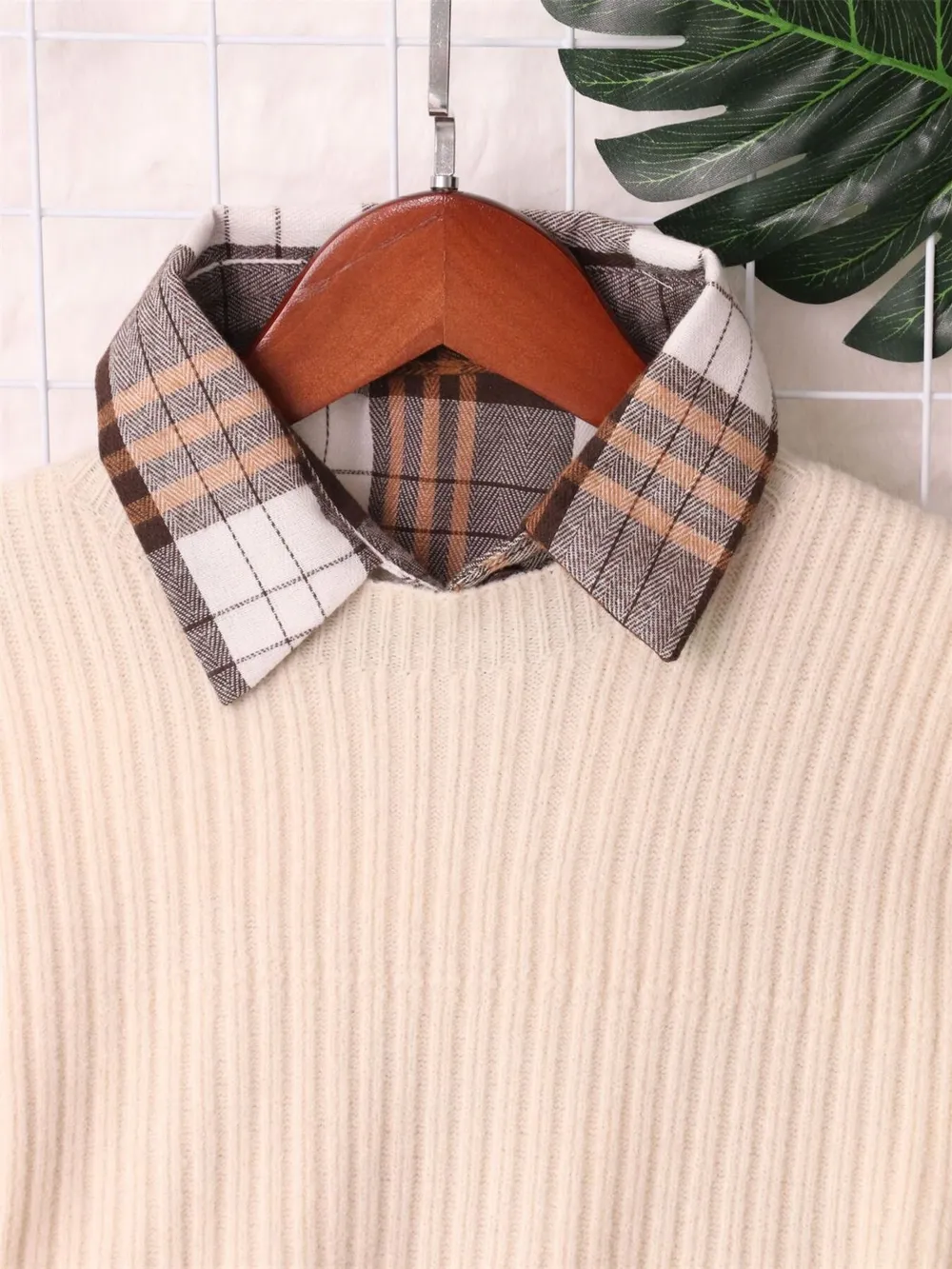 Plaid Long Sleeve Sweater Dress, image 3