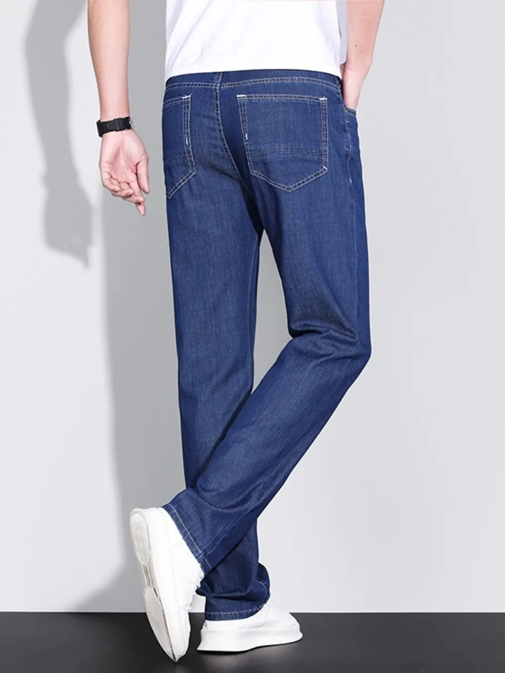 Men's Washed Straight Fit Jeans, image 4